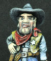 Cartoon caricature sculpt of a cowboy. Size: 30mm tall